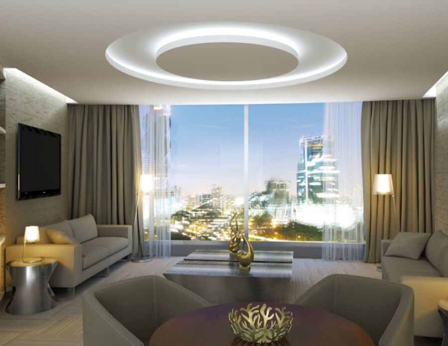 Hotel Las Americas Golden Tower Panama Bagian luar foto A living room with a view of the city